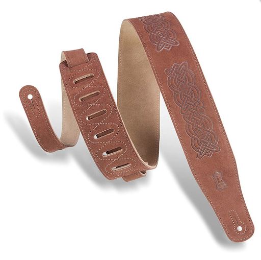 Levy's 2.5 Inch Suede Guitar Strap Embossed Celtic