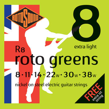 Electric Gtr String Set Rotosound 8-38 R8 Green