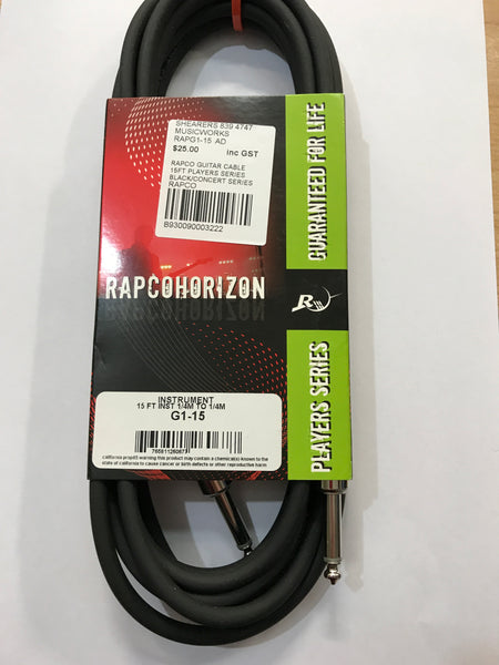 Rapco Guitar Cable 15Ft Players Series Black