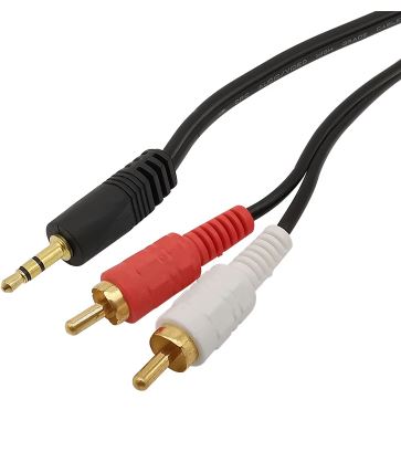 RCA 3.5MM MALE TO 2 RCA MALE STEREO AUDIO CABLE GOLD PLATED
