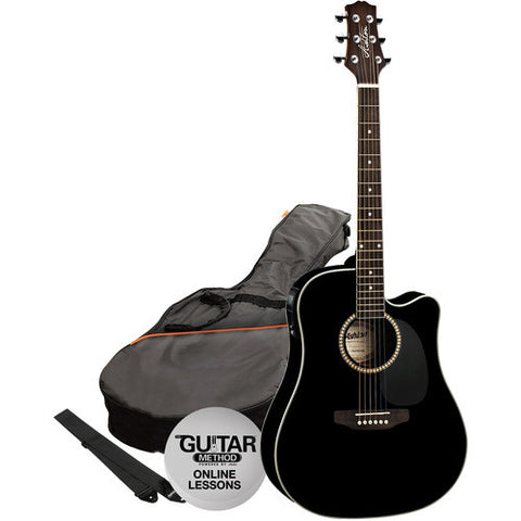 Ashton SPD25CEQBK Acoustic/Electric Guitar Pack Black