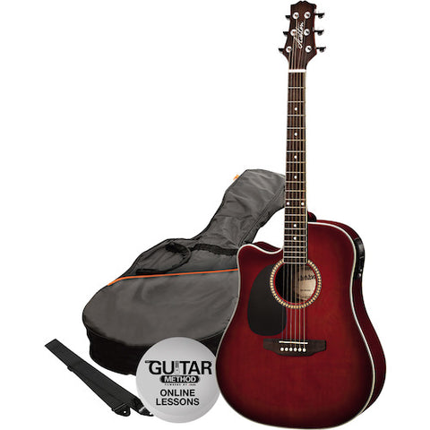 Ashton SPD25CEQLWRS Acoustic/Electric GTR Pack L/H W/C-AY Wine Red