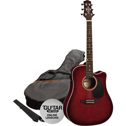 Ashton SPD25CEQWRS Acoustic/Electric Guitar Pack Wine Red Burst