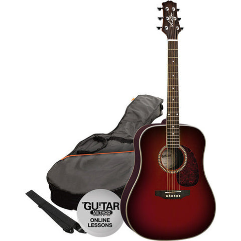 Ashton SPD25WRS Acoustic Guitar Pack Wine Red