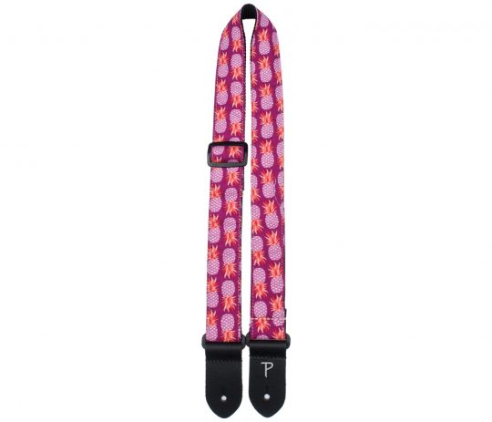 UKULELE STRAP 1.5" POLYESTER PURPLE PINEAPPLES