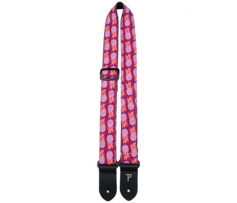 UKULELE STRAP 1.5" POLYESTER PURPLE PINEAPPLES