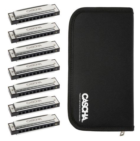 Cascha Blues harmonica 7 Pack Set w/case