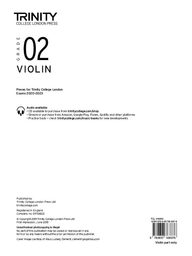 Trinity Violin 2020-23 Grade 2 Part Only