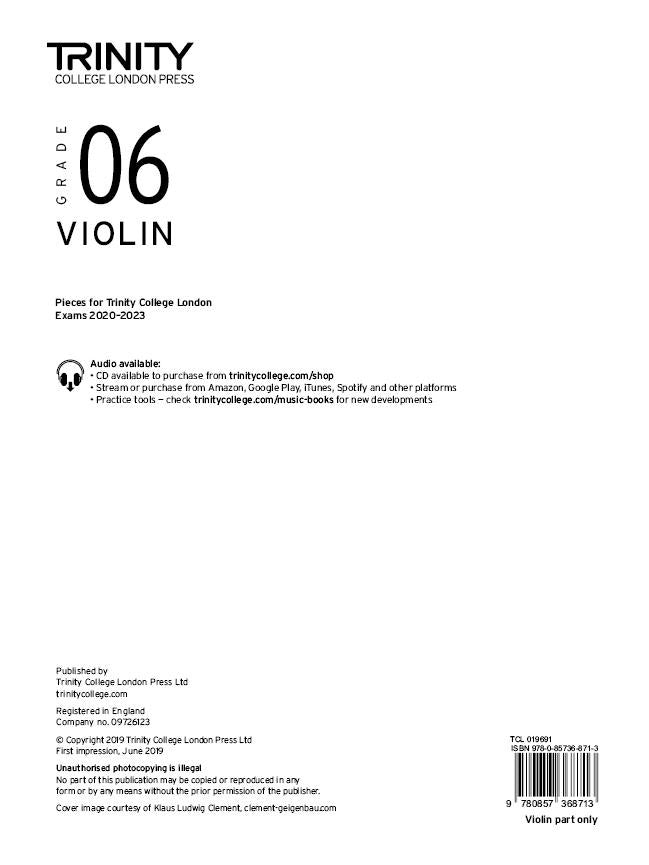 Trinity Violin 2020-23 Grade 6 Part Only