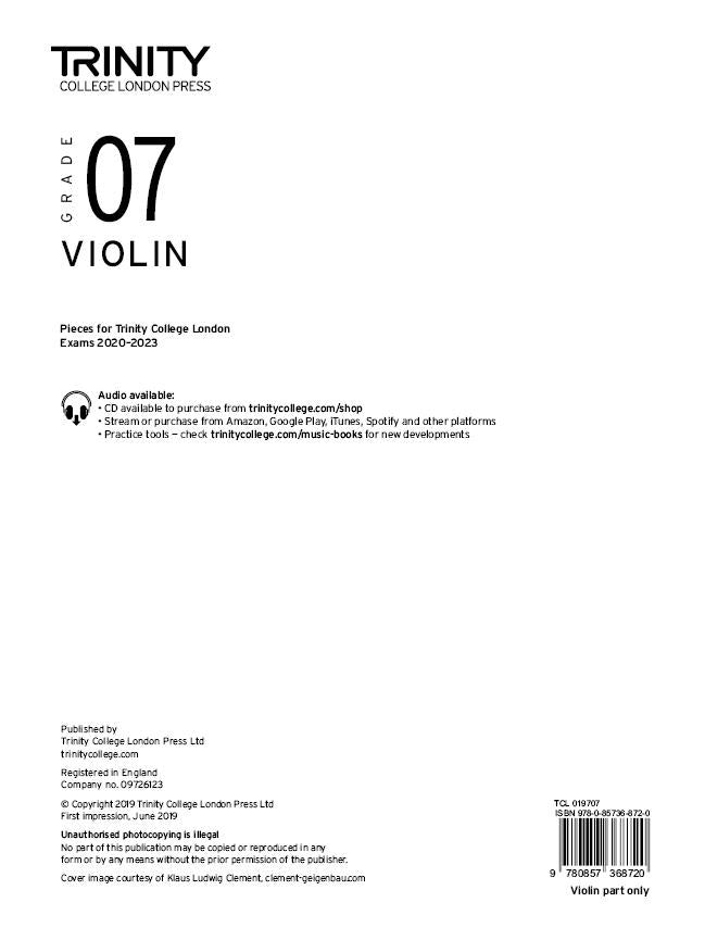 Trinity Violin 2020-23 Grade 7 Part Only