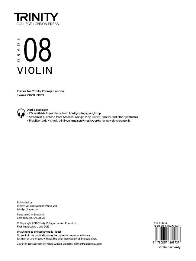 Trinity Violin 2020-23 Grade 8 Part Only
